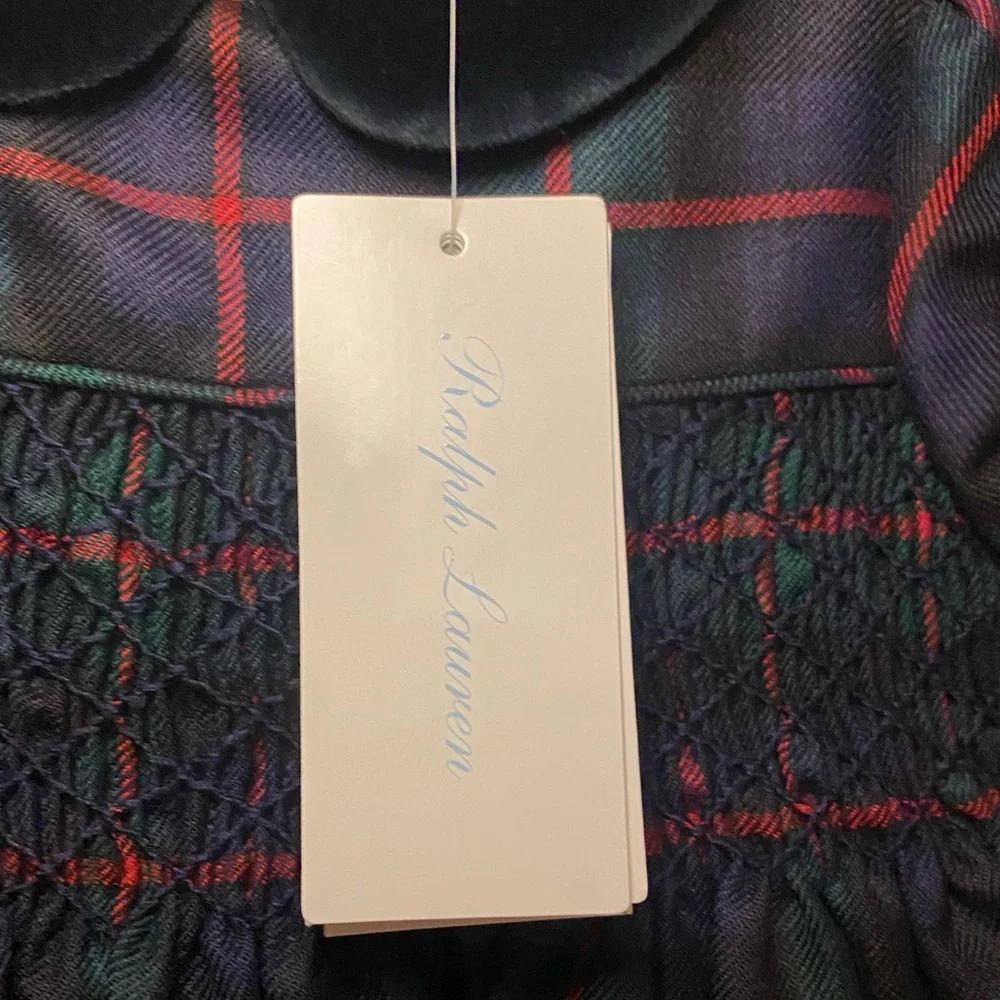 NWT Ralph Lauren Plaid Hand‎ Smocked Wool Dress & Bloomer Special Occasion